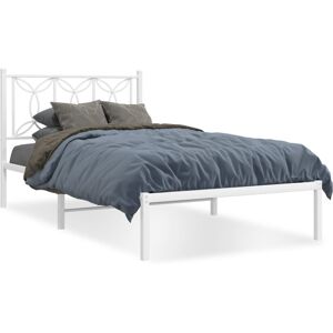 (white, 107 x 203 cm/ with headboard) vidaXL Metal Bed Frame with Headboard Home (white, 107 x 203 cm/ with headboard) vidaXL Metal Bed Frame with Headboard Home