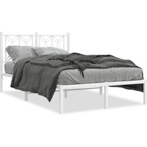 (white, 120 x 200 cm/ with headboard) vidaXL Metal Bed Frame with Headboard Home (white, 120 x 200 cm/ with headboard) vidaXL Metal Bed Frame with Headboard Home