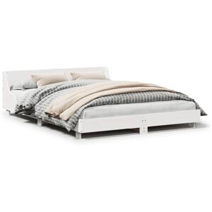vidaXL White Bed Frame 160x200cm with Headboard - Wood vidaXL White Bed Frame 160x200cm with Headboard - Wood