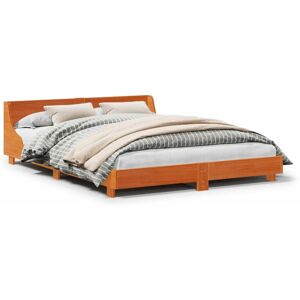 vidaXL Bed Frame 120x190 cm - Solid Wood Pine, Wax Brown - Bed Frame vidaXL Bed Frame 120x190 cm - Solid Wood Pine, Wax Brown - Bed Frame