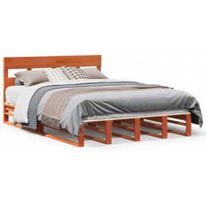 (wax brown, 140 x 200 cm) vidaXL Bed Frame with Headboard Mattress Foundation Be (wax brown, 140 x 200 cm) vidaXL Bed Frame with Headboard Mattress Foundation Be