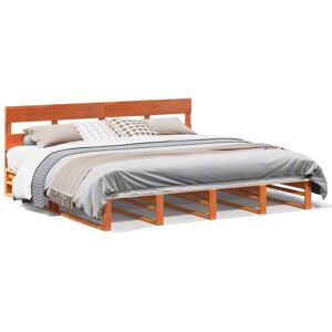 (wax brown, 200 x 200 cm) vidaXL Bed Frame with Headboard Mattress Foundation Be (wax brown, 200 x 200 cm) vidaXL Bed Frame with Headboard Mattress Foundation Be