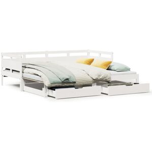 (white, 80 x 200 cm) vidaXL Daybed with Trundle & Drawers Sofa Bed Solid Wood Pi (white, 80 x 200 cm) vidaXL Daybed with Trundle & Drawers Sofa Bed Solid Wood Pi