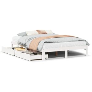 vidaXL Bed Frame with Drawers - 150x200 cm - White - Bed Type vidaXL Bed Frame with Drawers - 150x200 cm - White - Bed Type