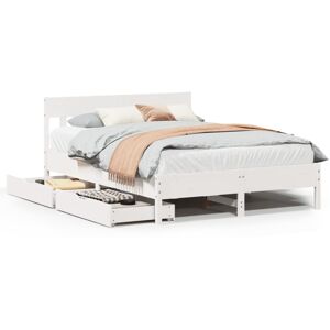 vidaXL White 140x200 cm Bed Frame with Headboard - Bed Type vidaXL White 140x200 cm Bed Frame with Headboard - Bed Type
