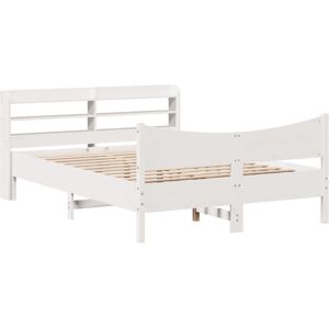 (white, 140 x 190 cm) vidaXL Bed Frame with Headboard Bed Base Solid Wood Pine (white, 140 x 190 cm) vidaXL Bed Frame with Headboard Bed Base Solid Wood Pine