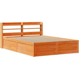 (wax brown, 135 x 190 cm) vidaXL Bed Frame with Headboard Bed Base Solid Wood Pi (wax brown, 135 x 190 cm) vidaXL Bed Frame with Headboard Bed Base Solid Wood Pi