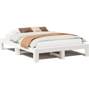 vidaXL Pine Wood Bed Frame - 150x200 cm - White - Bed Base - Rustic vidaXL Pine Wood Bed Frame - 150x200 cm - White - Bed Base - Rustic