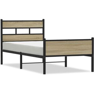 (sonoma oak, 80 x 200 cm/ with headboard & high footboard) vidaXL Metal Bed Fram (sonoma oak, 80 x 200 cm/ with headboard & high footboard) vidaXL Metal Bed Fram