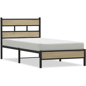 (sonoma oak, 100 x 190 cm/ with headboard & low footboard) vidaXL Metal Bed Fram (sonoma oak, 100 x 190 cm/ with headboard & low footboard) vidaXL Metal Bed Fram