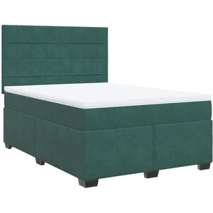 vidaXL Box Spring Bed with Mattress Bed Base Dark Green 140x190 cm Velvet vidaXL Box Spring Bed with Mattress Bed Base Dark Green 140x190 cm Velvet