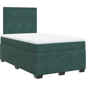 vidaXL Box Spring Bed with Mattress Bed Base Dark Green 120x200 cm Velvet vidaXL Box Spring Bed with Mattress Bed Base Dark Green 120x200 cm Velvet