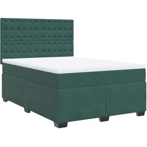 vidaXL Box Spring Bed with Mattress Bed Base Dark Green 140x190 cm Velvet vidaXL Box Spring Bed with Mattress Bed Base Dark Green 140x190 cm Velvet