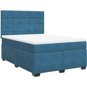 vidaXL Box Spring Bed with Mattress Bedstead Bed Base Blue 140x190 cm Velvet vidaXL Box Spring Bed with Mattress Bedstead Bed Base Blue 140x190 cm Velvet