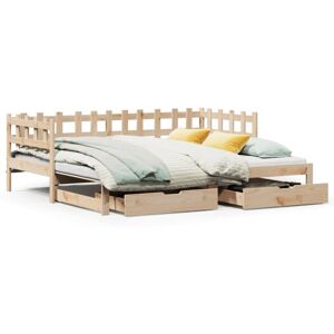 vidaXL Daybed with Trundle and Drawers Sofa Bed 90x200 cm Solid Wood Pine vidaXL Daybed with Trundle and Drawers Sofa Bed 90x200 cm Solid Wood Pine