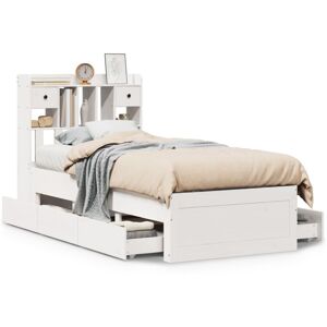 vidaXL Bookcase Bed without Mattress White Small Single - Bookcase Bed vidaXL Bookcase Bed without Mattress White Small Single - Bookcase Bed