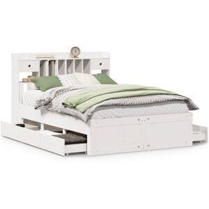 vidaXL Bookcase Bed without Mattress Bed White 140x190 cm Solid Wood Pine vidaXL Bookcase Bed without Mattress Bed White 140x190 cm Solid Wood Pine