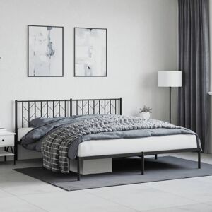 vidaXL Metal Bed Frame without Mattress with Headboard Black 180x200cm vidaXL Metal Bed Frame without Mattress with Headboard Black 180x200cm