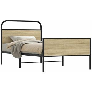 vidaXL Bed Frame without Mattress 90x190 cm Sonoma Oak Engineered Wood vidaXL Bed Frame without Mattress 90x190 cm Sonoma Oak Engineered Wood