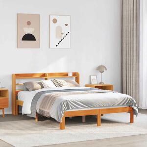 vidaXL Bed Frame with Headboard Bed Base Wax Brown 140x200 cm Solid Wood Pine vidaXL Bed Frame with Headboard Bed Base Wax Brown 140x200 cm Solid Wood Pine