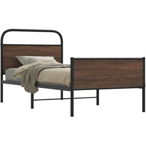vidaXL Bed Frame without Mattress 107x203 cm Brown Oak Engineered Wood vidaXL Bed Frame without Mattress 107x203 cm Brown Oak Engineered Wood