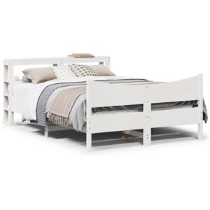 vidaXL Bed Frame with Headboard Bed White 135x190 cm Double Solid Wood Pine vidaXL Bed Frame with Headboard Bed White 135x190 cm Double Solid Wood Pine