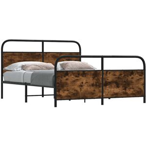 vidaXL Metal Bed Frame without Mattress Smoked Oak 150x200 cm King Size vidaXL Metal Bed Frame without Mattress Smoked Oak 150x200 cm King Size