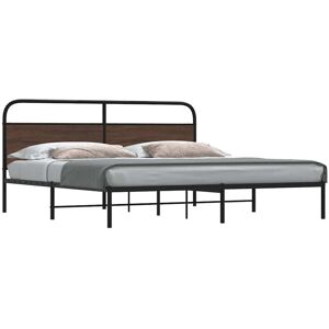 vidaXL Metal Bed Frame without Mattress Brown Oak 180x200 cm Super King vidaXL Metal Bed Frame without Mattress Brown Oak 180x200 cm Super King
