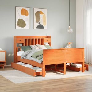 vidaXL Bookcase Bed without Mattress Wax Brown 160x200 cm Solid Wood Pine vidaXL Bookcase Bed without Mattress Wax Brown 160x200 cm Solid Wood Pine