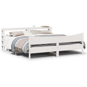 vidaXL Bed Frame with Headboard White 180x200 cm Super King Solid Wood Pine vidaXL Bed Frame with Headboard White 180x200 cm Super King Solid Wood Pine