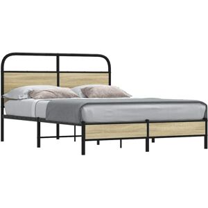 vidaXL Bed Frame without Mattress 135x190 cm Double Sonoma Oak Engineered Wood vidaXL Bed Frame without Mattress 135x190 cm Double Sonoma Oak Engineered Wood