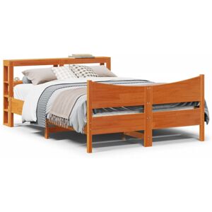 vidaXL Bed Frame with Headboard Wax Brown 150x200 cm King Size Solid Wood Pine vidaXL Bed Frame with Headboard Wax Brown 150x200 cm King Size Solid Wood Pine