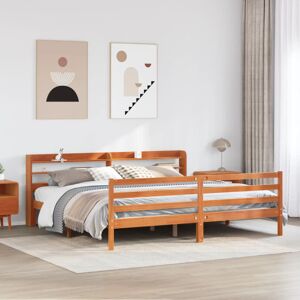 vidaXL Bed Frame 180x200cm Wax Brown Solid Wood Pine - King Size vidaXL Bed Frame 180x200cm Wax Brown Solid Wood Pine - King Size