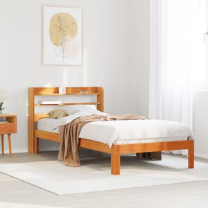 vidaXL Bed Frame & Headboard Wax Brown 75x190 cm Small Single Solid Wood Pine vidaXL Bed Frame & Headboard Wax Brown 75x190 cm Small Single Solid Wood Pine