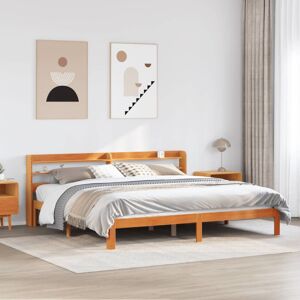 vidaXL Bed Frame & Headboard Wax Brown 180x200 cm Super King Solid Wood Pine vidaXL Bed Frame & Headboard Wax Brown 180x200 cm Super King Solid Wood Pine