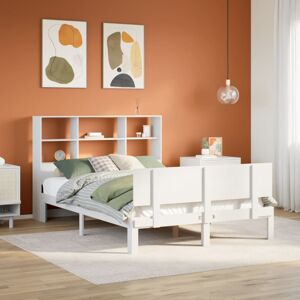 vidaXL White Bookcase Bed 120x190 cm - Rustic Pine Twin Bed vidaXL White Bookcase Bed 120x190 cm - Rustic Pine Twin Bed