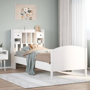 vidaXL Bookcase Bed without Mattress Bed White Small Single Solid Wood Pine vidaXL Bookcase Bed without Mattress Bed White Small Single Solid Wood Pine