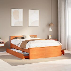 vidaXL Bed Frame without Mattress&Headboard Wax Brown 140x200 cm Solid Wood Pine vidaXL Bed Frame without Mattress&Headboard Wax Brown 140x200 cm Solid Wood Pine