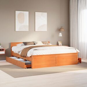 vidaXL Bed Frame without Mattress&Headboard Wax Brown 200x200 cm Solid Wood Pine vidaXL Bed Frame without Mattress&Headboard Wax Brown 200x200 cm Solid Wood Pine