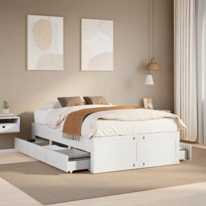 vidaXL Bed Frame without Mattress&Drawers White Small Double Solid Wood Pine vidaXL Bed Frame without Mattress&Drawers White Small Double Solid Wood Pine