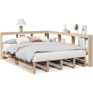 (natural, 140 x 190 cm) vidaXL Bookcase Bed without Mattress Wax Brown 140x200cm (natural, 140 x 190 cm) vidaXL Bookcase Bed without Mattress Wax Brown 140x200cm