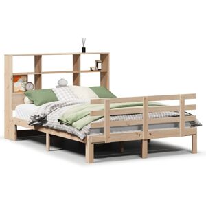 vidaXL Bookcase Bed without Mattress Home Bed Base 140x190cm Solid Wood Pine vidaXL Bookcase Bed without Mattress Home Bed Base 140x190cm Solid Wood Pine