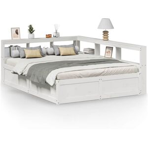 (white, 160 x 200 cm) vidaXL Bookcase Bed without Mattress Wax Brown 200x200cm S (white, 160 x 200 cm) vidaXL Bookcase Bed without Mattress Wax Brown 200x200cm S