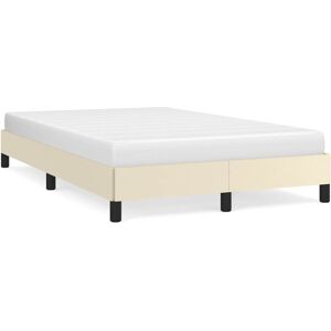 vidaXL Bed Frame Bed Base Bedstead Cream 120x190 cm Small Double Faux Leather vidaXL Bed Frame Bed Base Bedstead Cream 120x190 cm Small Double Faux Leather