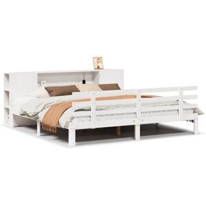 vidaXL Bookcase Bed without Mattress Bed Base White 200x200cm Solid Wood Pine vidaXL Bookcase Bed without Mattress Bed Base White 200x200cm Solid Wood Pine