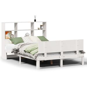 vidaXL Bookcase Bed without Mattress Bed Base White 140x190cm Solid Wood Pine vidaXL Bookcase Bed without Mattress Bed Base White 140x190cm Solid Wood Pine