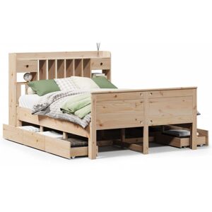 (natural, 150 x 200 cm) vidaXL Bookcase Bed without Mattress Home Bed Frame 90x2 (natural, 150 x 200 cm) vidaXL Bookcase Bed without Mattress Home Bed Frame 90x2