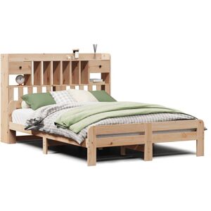 (natural, 160 x 200 cm) vidaXL Bookcase Bed without Mattress Bed Wax Brown 140x1 (natural, 160 x 200 cm) vidaXL Bookcase Bed without Mattress Bed Wax Brown 140x1