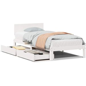 vidaXL Bed Frame with Drawers - 90x190 cm - White - Bed Frame vidaXL Bed Frame with Drawers - 90x190 cm - White - Bed Frame