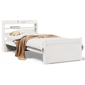 vidaXL Bed Frame with Headboard Home Bed Base White 90x200 cm Solid Wood Pine vidaXL Bed Frame with Headboard Home Bed Base White 90x200 cm Solid Wood Pine